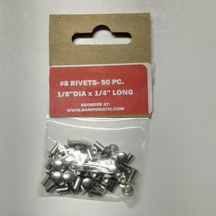 Nickel Plated Brass Rivets- 1/8" x 1/4" Pack of 50